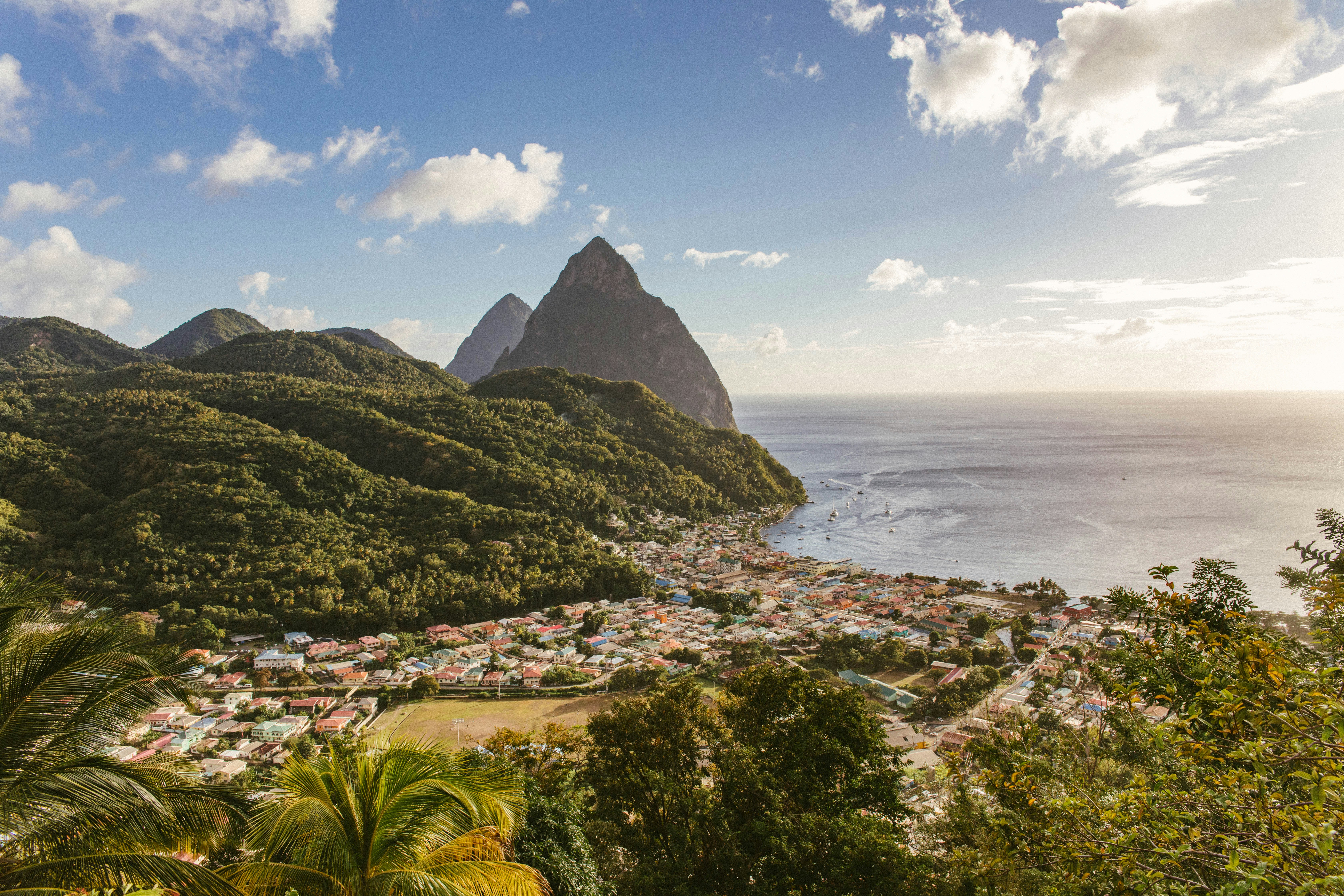 Aerial view of Marigot Bay, Saint Lucia